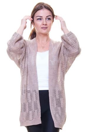 Kadın İnce Vizon Ajurlu Mevsimlik Triko Hırka 5D-6047