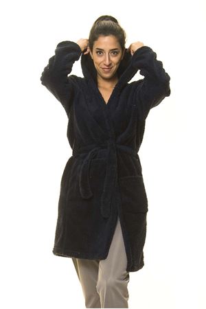 Unisex Lacivert Cepli Peluş Welsoft Kışlık Sabahlık 14D-2100