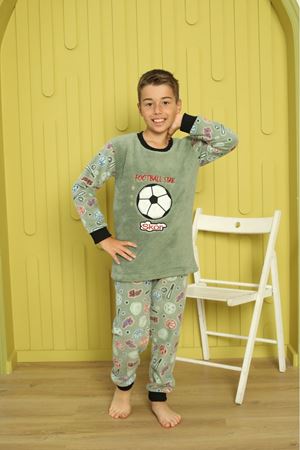 Erkek Çocuk Desenli Kışlık Welsoft Polar Pijama Takımı(BİR BEDEN BÜYÜK TERCİH EDİNİZ) 6E-5557