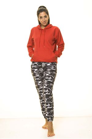 Kırmızı Kanguru Cep Kapüşonlu Boyfriend  Sweatshirt 4D-3100