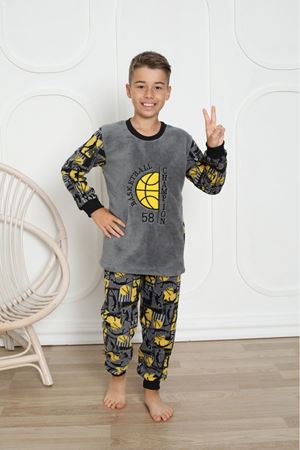 Erkek Çocuk Desenli Kışlık Welsoft Polar Pijama Takımı 7E-0241