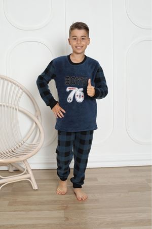 Erkek Çocuk Desenli Kışlık Welsoft Polar Pijama Takımı 7E-0232