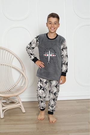 Erkek Çocuk Desenli Kışlık Welsoft Polar Pijama Takımı (BİR BEDEN BÜYÜK TERCİH EDİNİZ)15D-1827