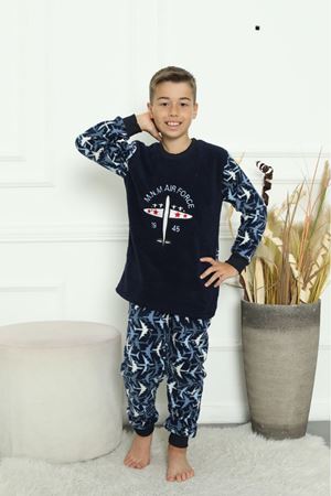 Erkek Çocuk Desenli Kışlık Welsoft Polar Pijama Takımı(BİR BEDEN BÜYÜK TERCİH EDİNİZ) 3E-3331