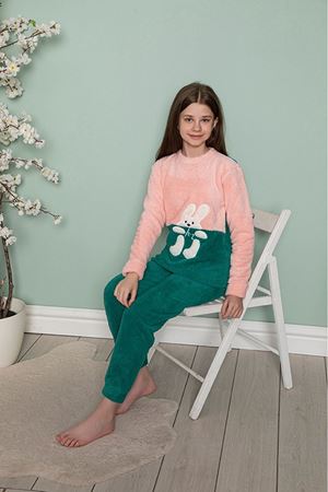 Çocuk Desenli Kışlık Peluş Welsoft Pijama Takımı 2D-10235