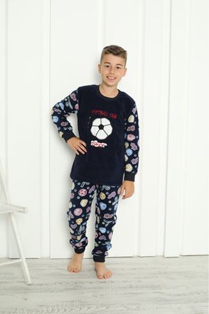 Erkek Çocuk Desenli Kışlık Welsoft Polar Pijama Takımı(BİR BEDEN BÜYÜK TERCİH EDİNİZ) 7D-5921