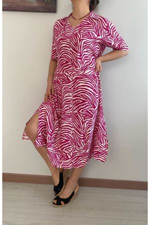 Kadın Yeni Gömlek Yaka Pembe Düğmeli Midi Yazlık Dokuma Elbise 5C-2209