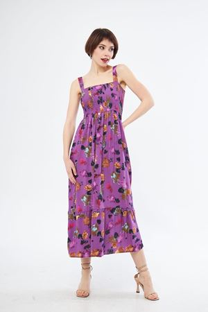 Kadın Mor Askılı Uzun Gipeli Yazlık Elbise 12A-2217