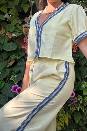 Kadın Yazlık Sarı Kot Detay İşlemeli Ceket Gömlek 11D-2337