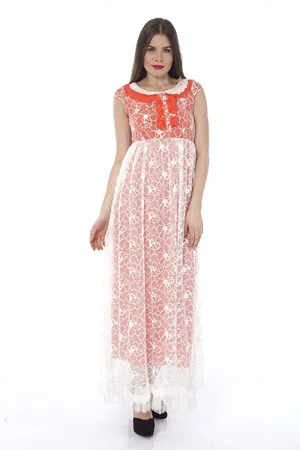 Dantelli Uzun Elbise I8-0659
