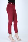Kadın Bordo Süet Kemerli Pantolon 4C-1009 