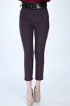 Mor  desenli Kemerli Pantolon 1C-1007