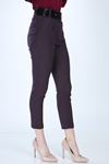 Mor  desenli Kemerli Pantolon 1C-1007