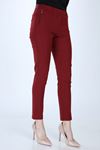 Kadın Bordo Cepli Kumaş Pantolon 2D-1006
