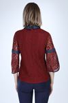 Bordo Yakası İncili Bluz 5C-1016