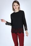 Siyah Oymalı Bluz 14C-1024