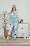 Kadın Kışlık Mint Yeşil Peluş Polar Pijama 14E-9048