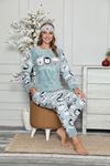 Kadın Kışlık Mint Yeşil Peluş Polar Pijama 14E-9048