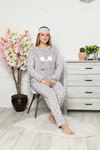 Kadın Kışlık Gri Peluş Polar Pijama 13C-9027