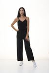 Siyah Beli Lastikli Bol  Pantolon 6D-1052