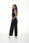 Siyah Beli Lastikli Bol  Pantolon 6D-1052