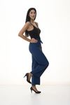 Kadın Mavi Beli Lastikli Bol  Pantolon 6D-1049