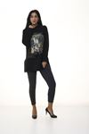 Kadın Siyah Kapşonlu Sweatshirt 2D-1094