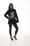 Kadın Siyah Kapşonlu Sweatshirt 2D-1094