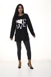 Siyah Kadın Sweatshirt 4D-1088