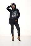 Kadın Lacivert Kapşonlu Sweatshirt 4D-1089