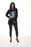 Kadın Lacivert Kapşonlu Sweatshirt 4D-1089
