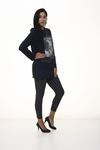 Kadın Lacivert Kapşonlu Sweatshirt 4D-1089