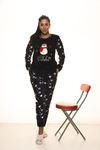 Kadın Lacivert  Welsoft Kışlık Polar Pijama Takımı 10E-9002