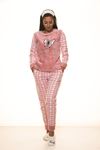 Kadın Kışlık Pembe Polar Pijama Takımı 13D-9104P