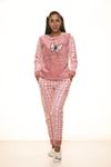 Kadın Kışlık Pembe Polar Pijama Takımı 13D-9104P