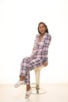 Kadın Pembe Kışlık Ekoseli Şardonlu Pijama Takım 13E-9098