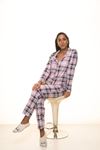 Kadın Pembe Kışlık Ekoseli Şardonlu Pijama Takım 13E-9098