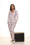 Kadın Gri Kışlık Penye Şardonlu Pijama Takım 13D-9098