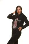 Kadın Siyah Kapşonlu Sweat 5F-1122