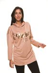 Açık Kahve  Kapşonlu Sweat 5F-1133