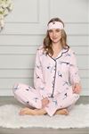 Pembe Beyaz Düğmeli Penye Pijama Takımı 8C-20508P