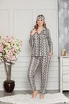 Kadın Yılan Derisi Desenli Pamuk Dokuma Uzun Kollu Pijama Takımı 8D-20506