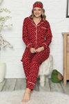 Bordo Kadın Pamuk Dokuma Uzun Kollu Pijama Takımı 8D-2500B