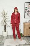 Bordo Kadın Pamuk Dokuma Uzun Kollu Pijama Takımı 8D-2500B