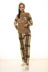 Kahverengi Ekoseli Kışlık Welsoft Peluş Pijama 8D-1163-1