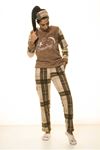 Kahverengi Ekoseli Kışlık Welsoft Peluş Pijama 8D-1163-1