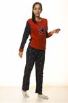 Lacivert Kırmızı Kışlık Welsoft Peluş Pijama 2C-2044