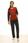 Lacivert Kırmızı Kışlık Welsoft Peluş Pijama 2C-2044