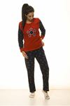 Lacivert Kırmızı Kışlık Welsoft Peluş Pijama 2C-2044