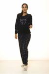 Lacivert Kışlık Kar Tanesi Welsoft Peluş Pijama 2C-2045